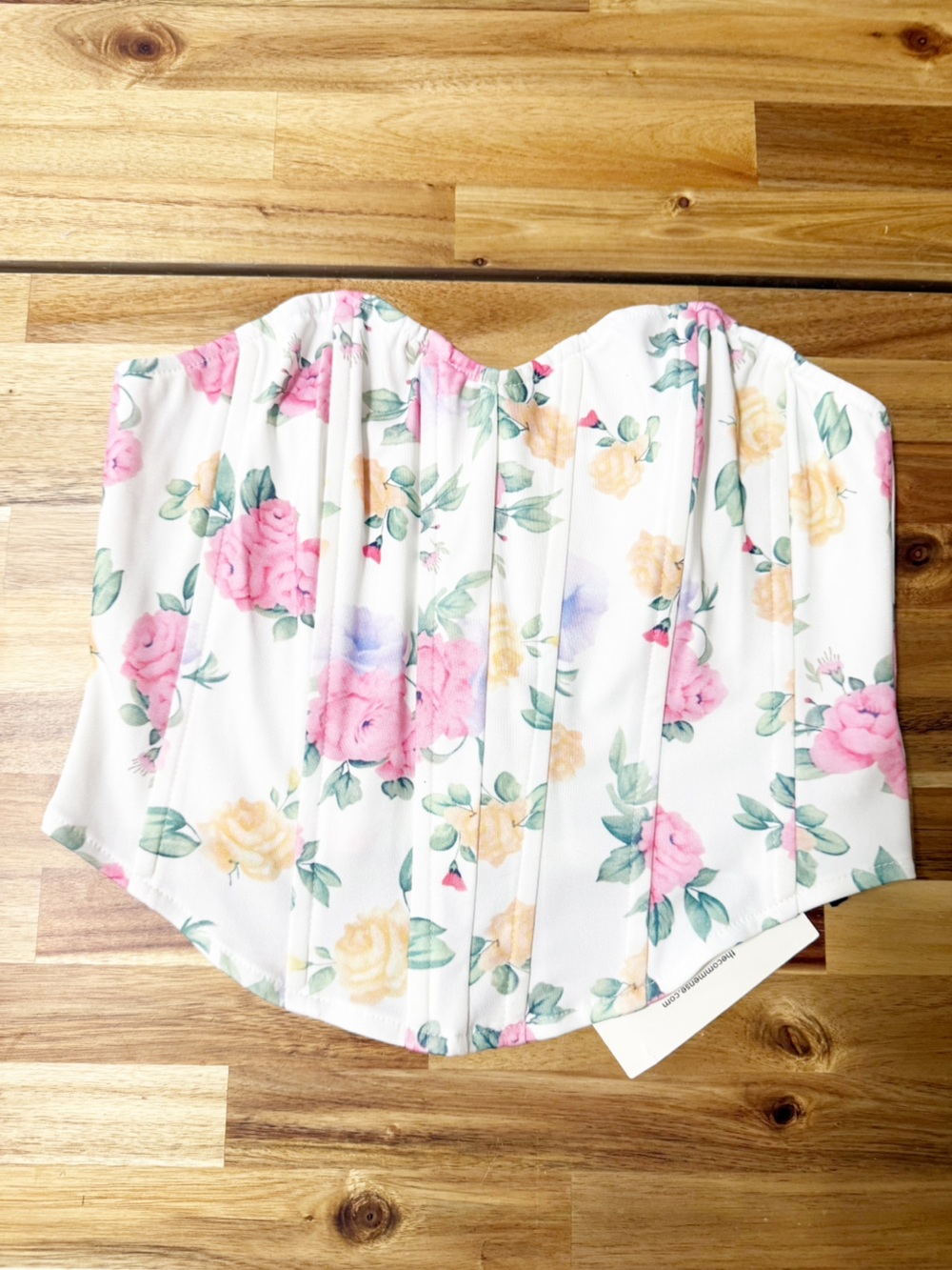 Commense Flower Heart Shaped Neckline Corset in Pink Floral NEW Size large - Picture 7 of 9